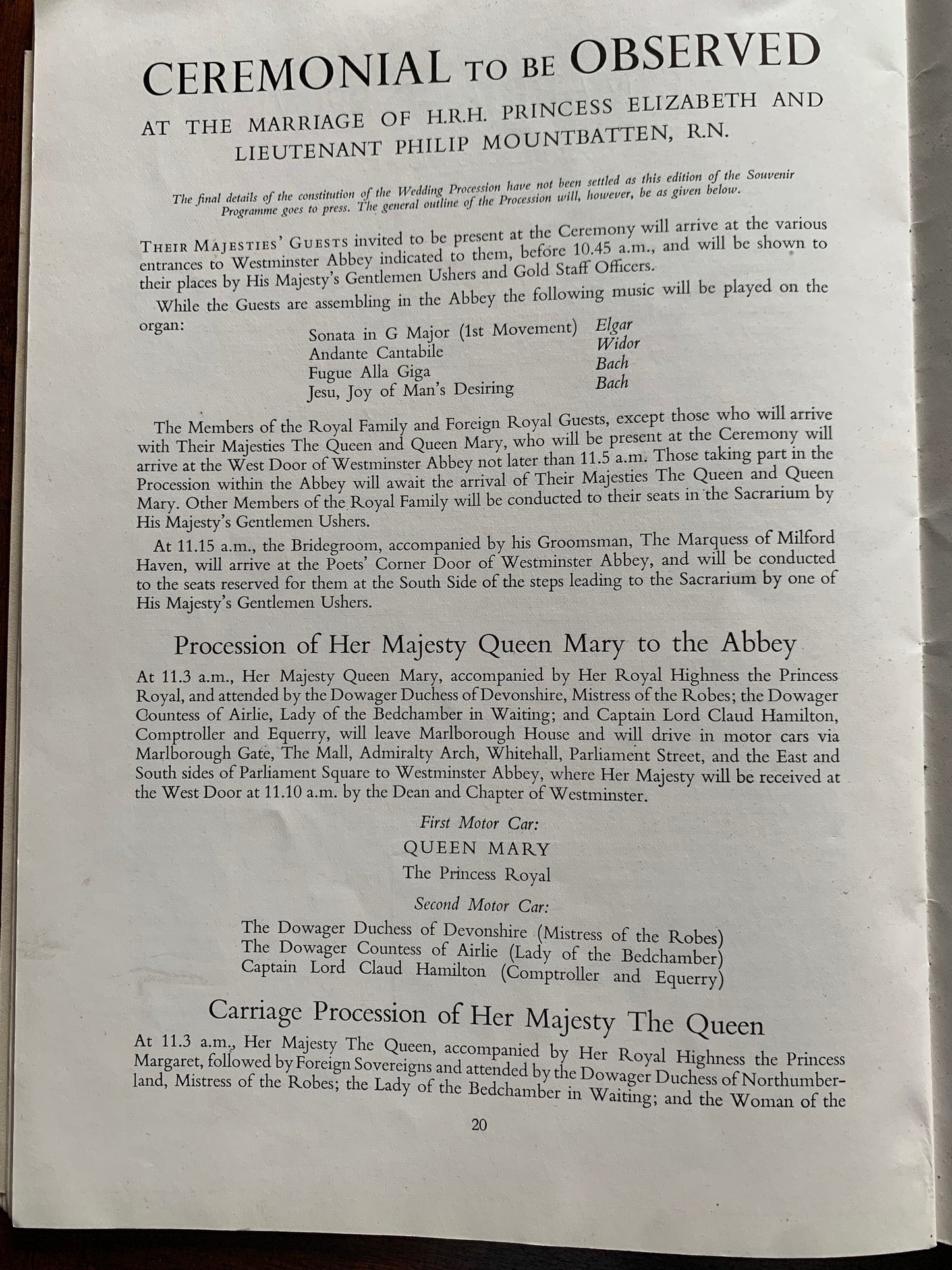 The Wedding of Her Royal Highness Princess Elizabeth & Lieutenant Philip Mountbatten RN