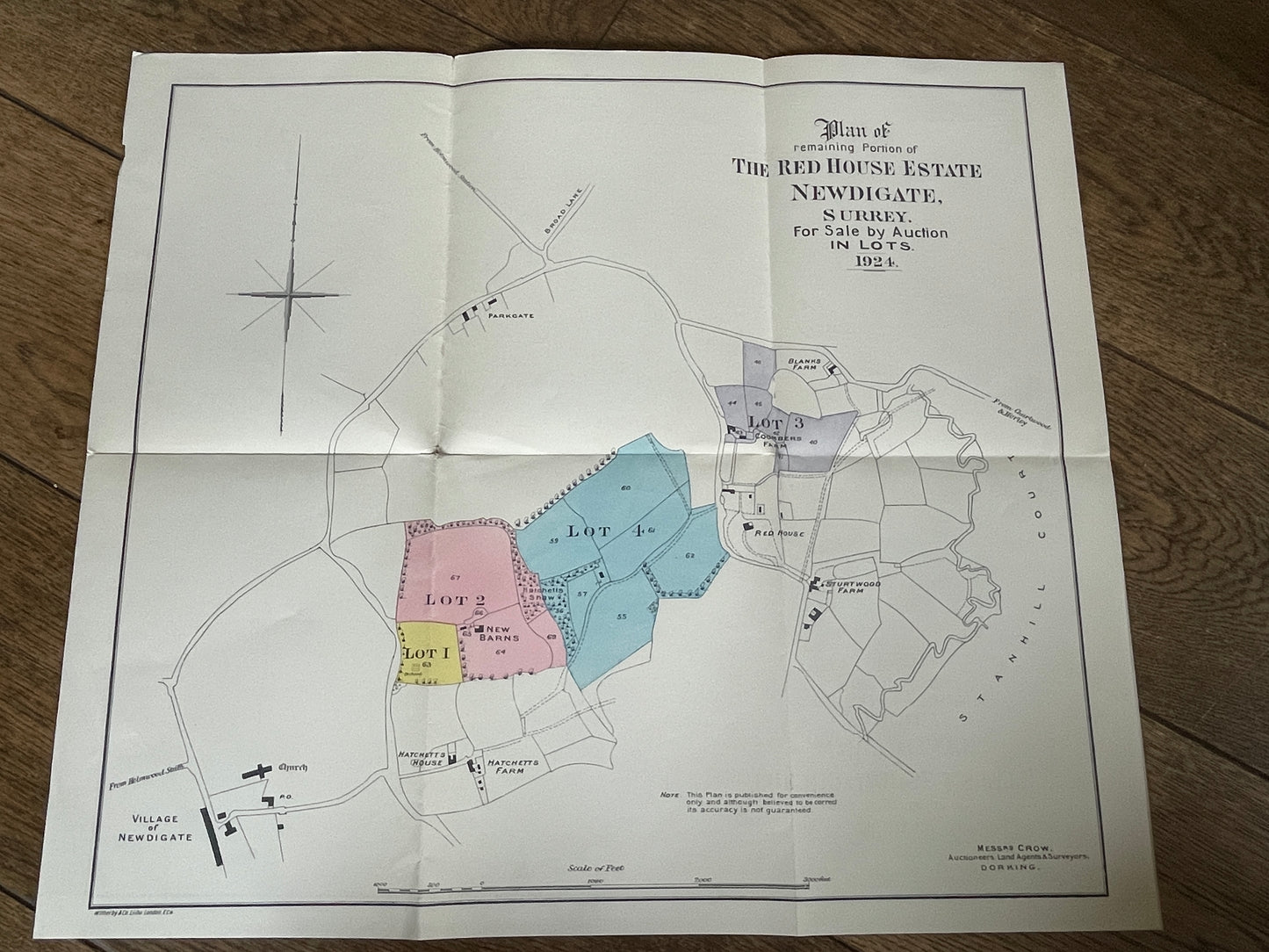 Red House Estate, Newdigate 1924 Sales Particulars Map