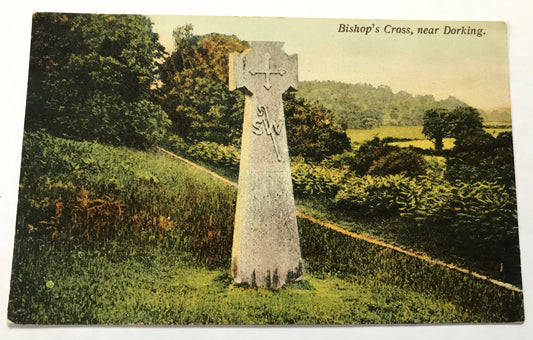 Abinger Roughs - Vintage S & W, Dorking Series, Colourised Postcard of Bishop's Cross