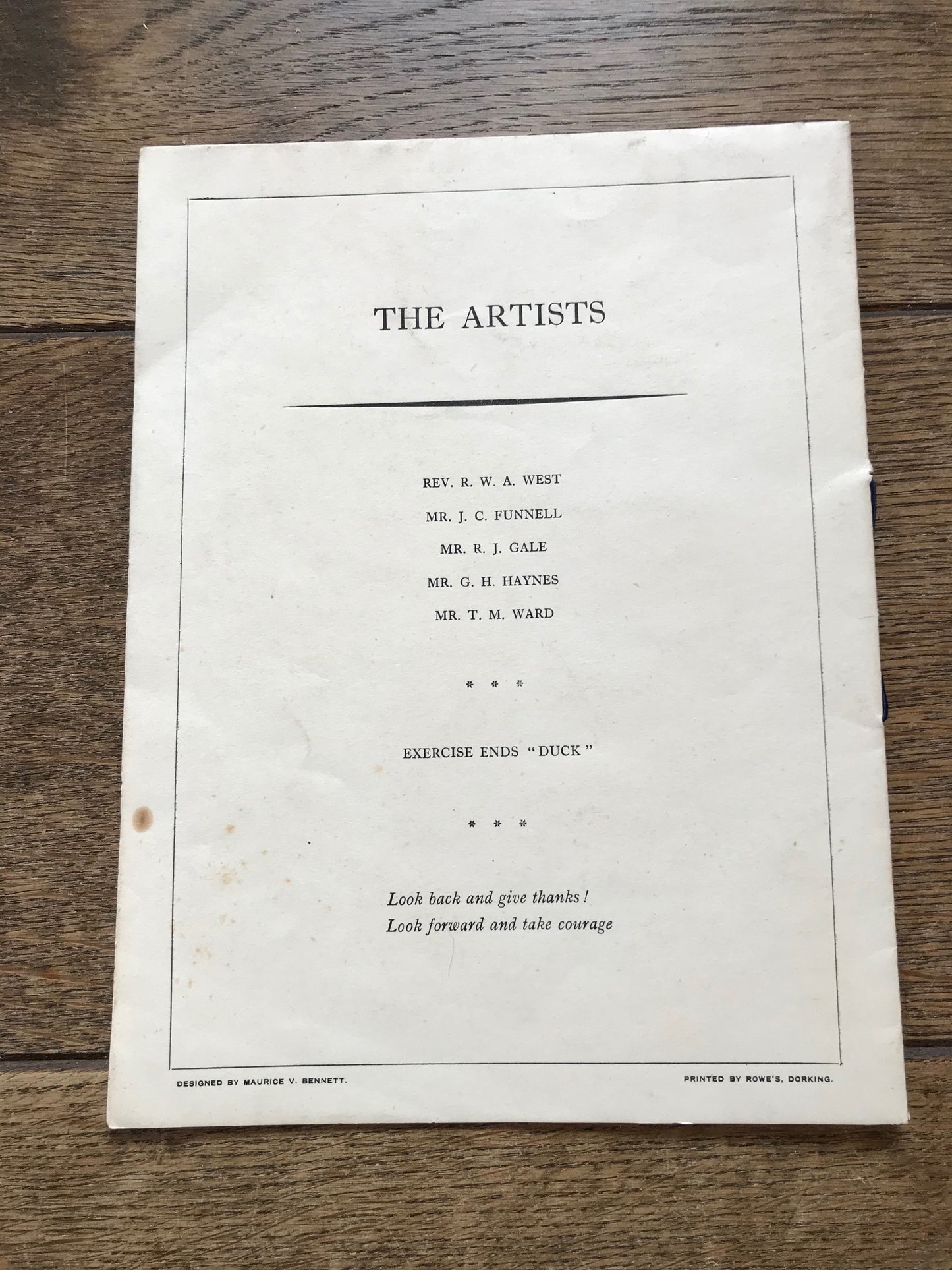 Dinner Menu for the Dorking Report Centre - 1945
