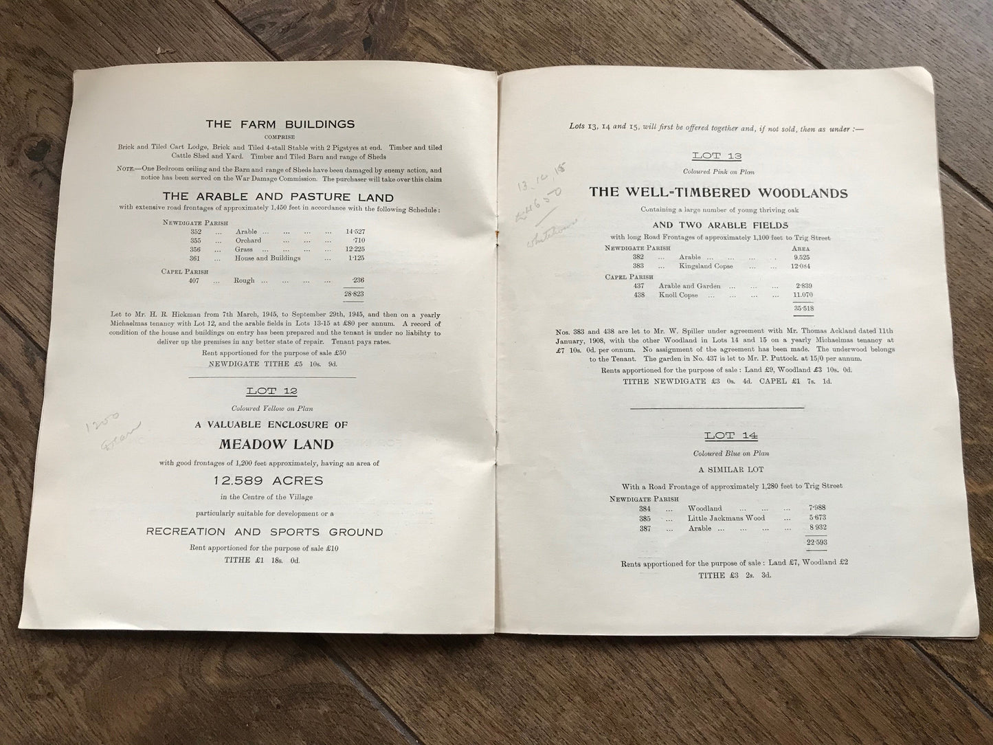 Various Properties - Newdigate 1945 Sales Particulars