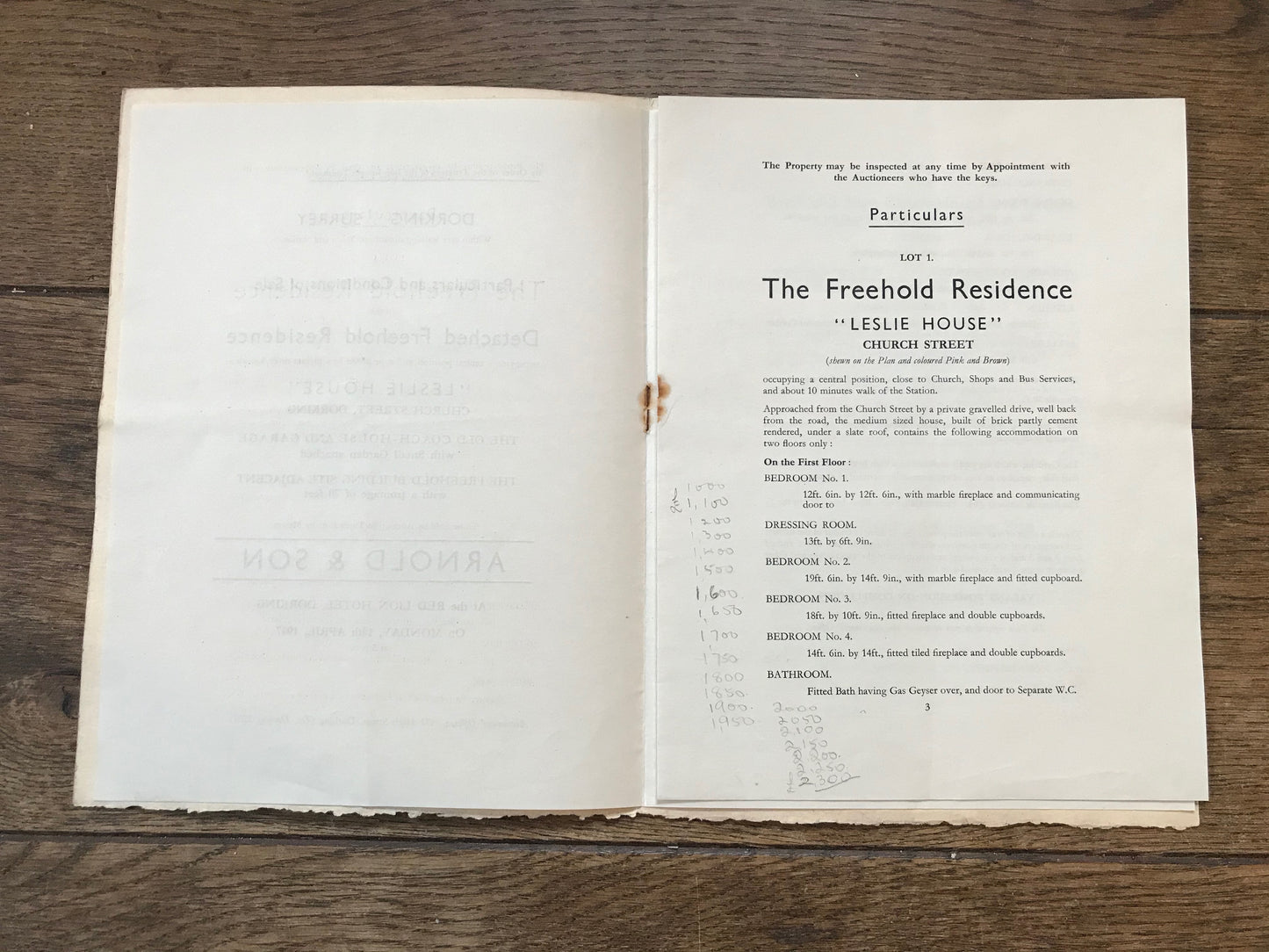 Leslie House, Church Street, Surrey 1947 Sales Particulars