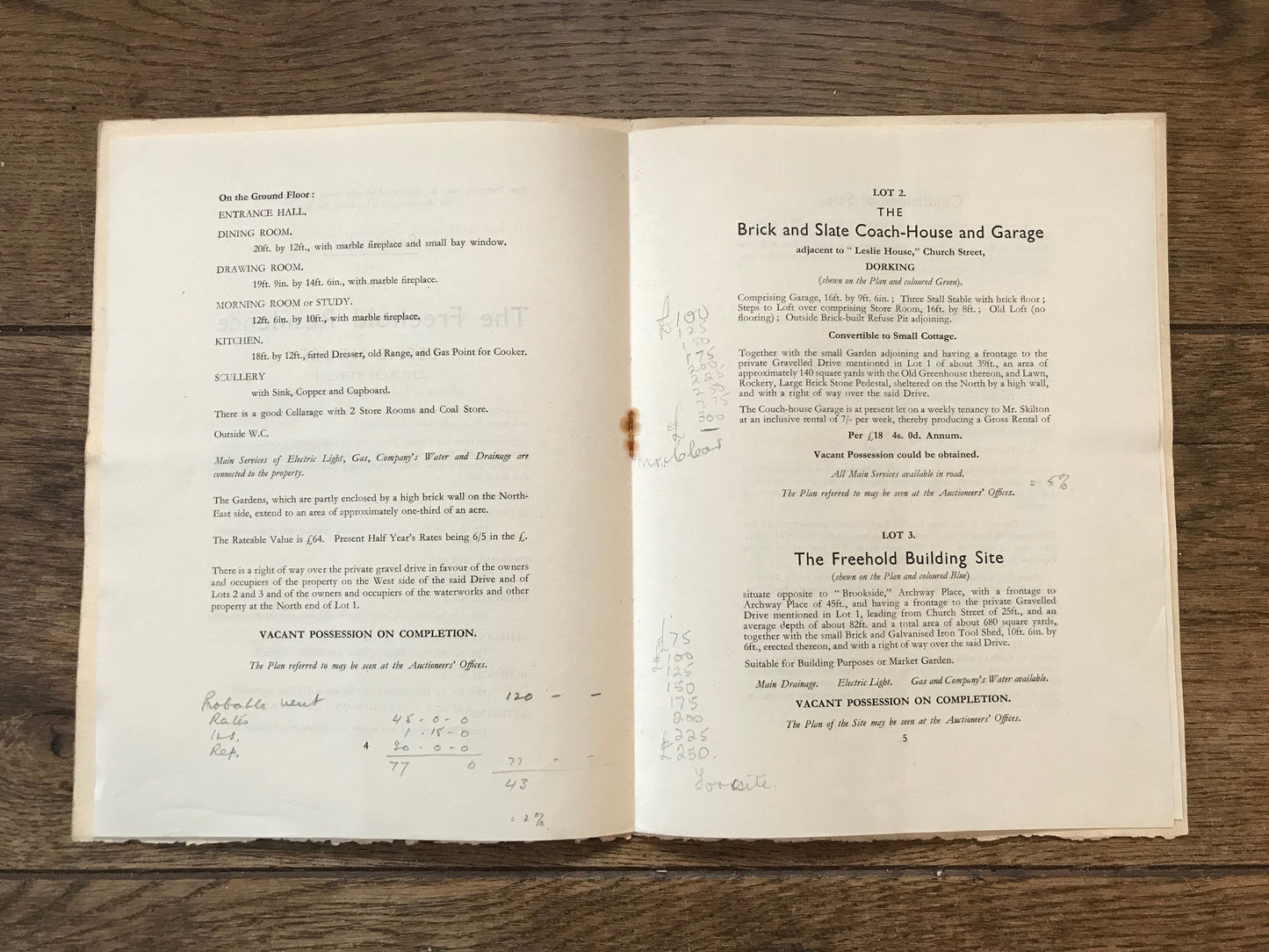 Leslie House, Church Street, Surrey 1947 Sales Particulars