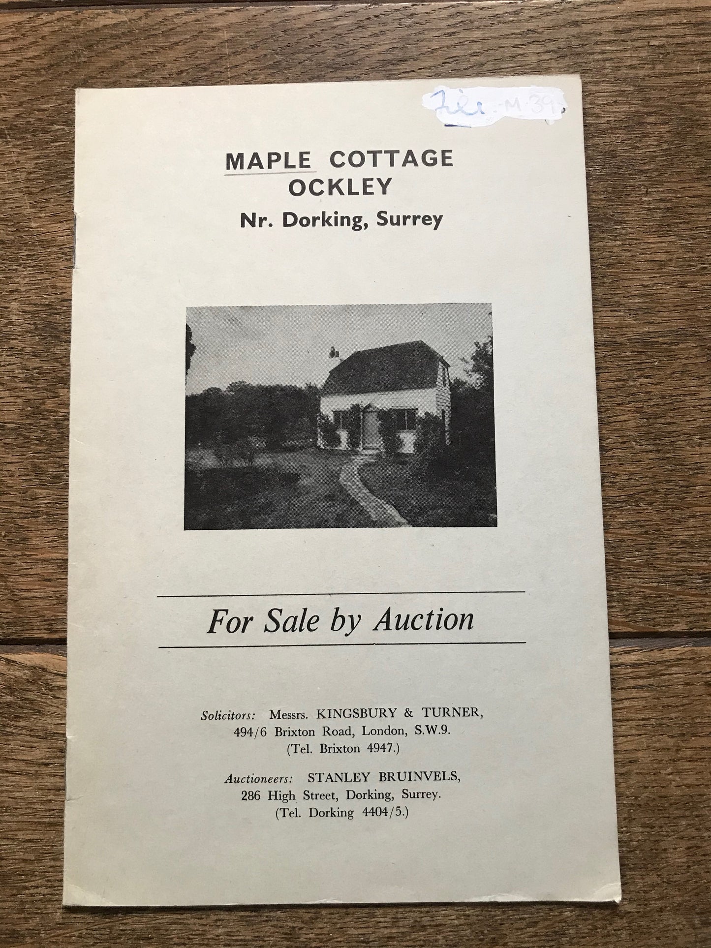 Maple Cottage, Ockley. 1965 Sales Particulars