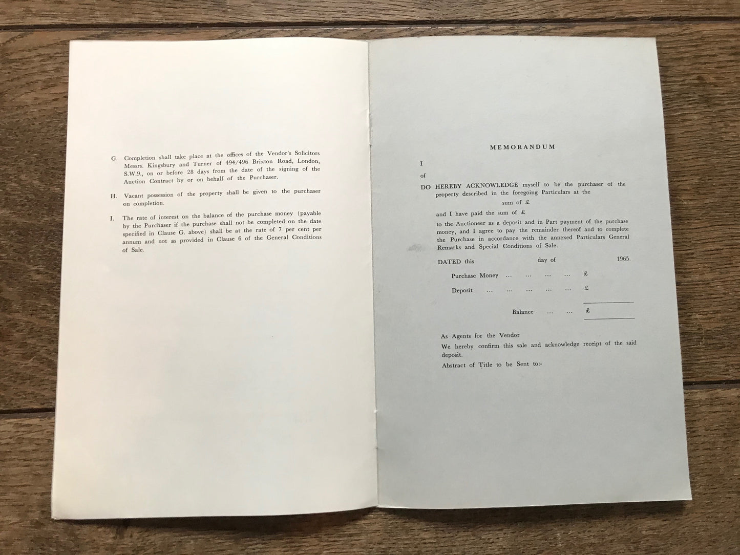 Maple Cottage, Ockley. 1965 Sales Particulars