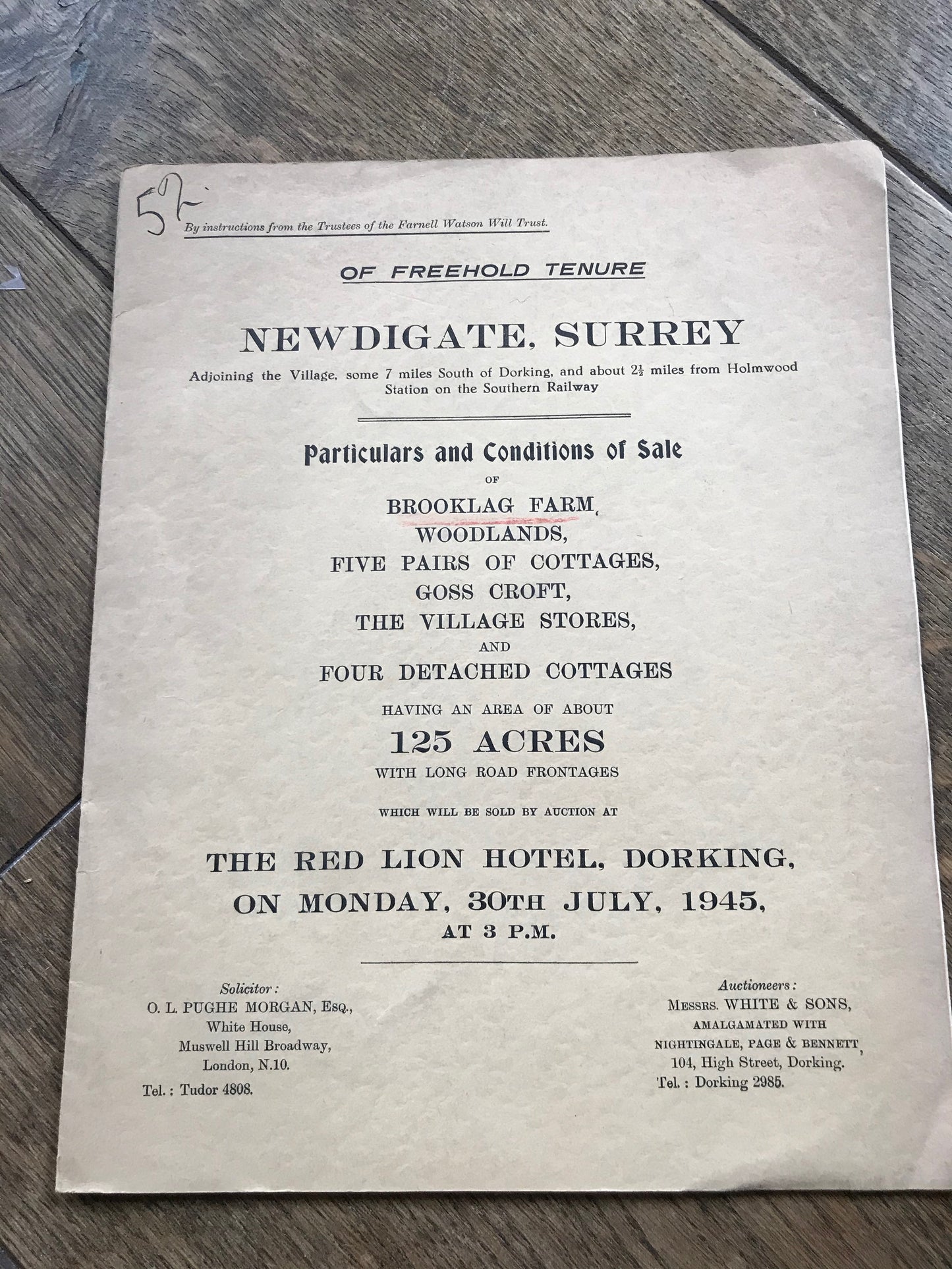 Various Properties - Newdigate 1945 Sales Particulars