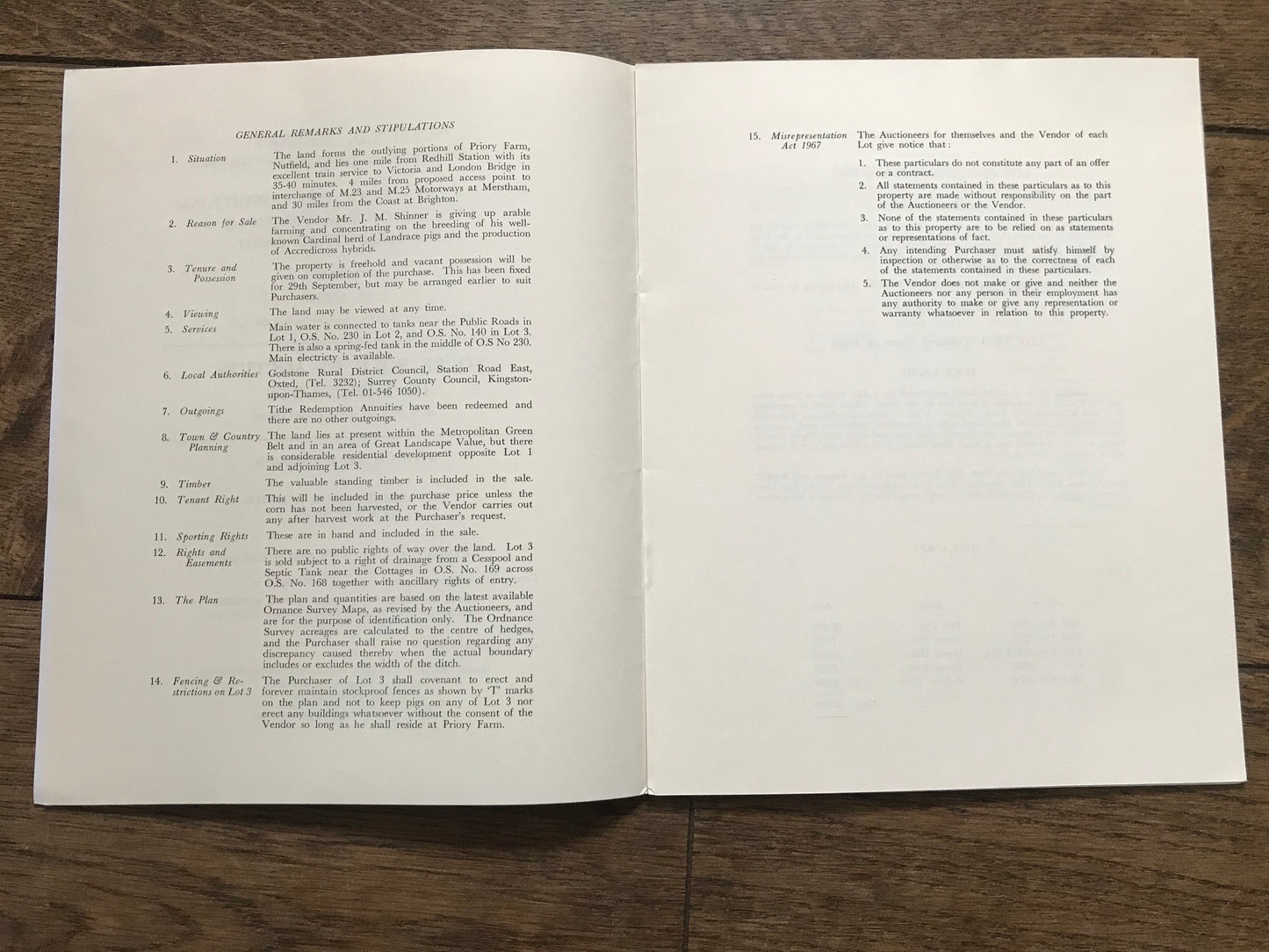 Nutfield, Surrey, 1970 Auction
