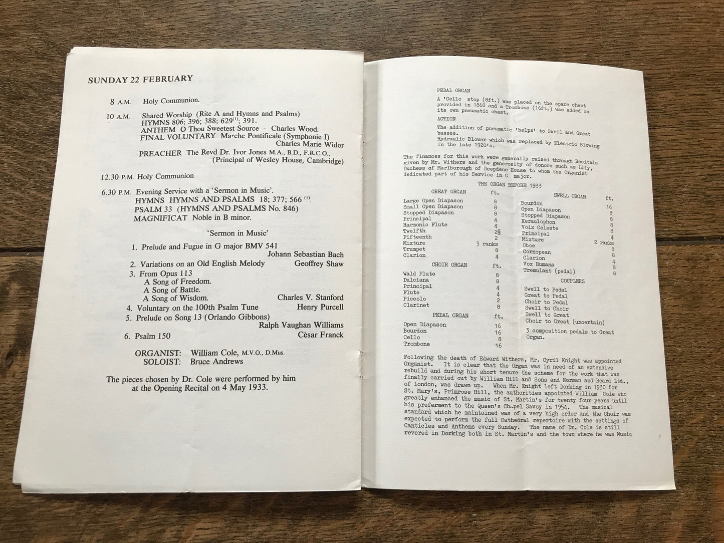 St. Martin's Church - Festival Weekend Programme - 1987