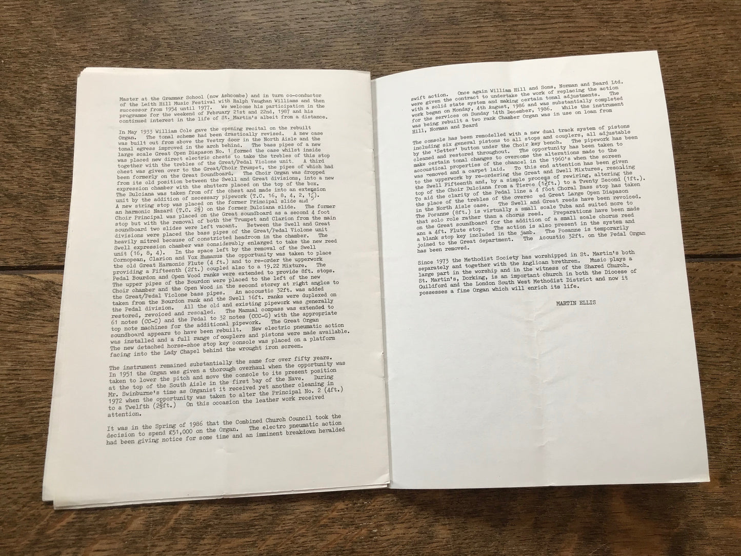St. Martin's Church - Festival Weekend Programme - 1987
