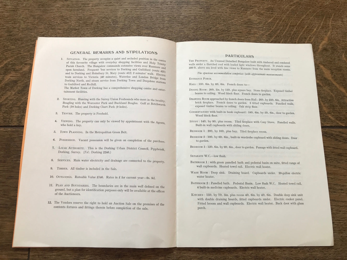 The Garden House, Westcott, Surrey 1964 Sales Particulars
