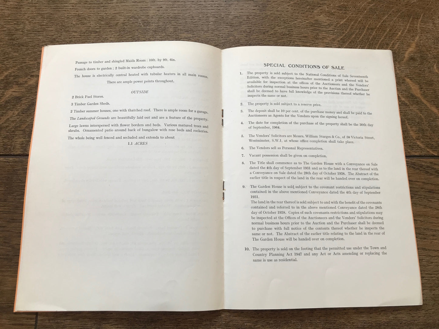 The Garden House, Westcott, Surrey 1964 Sales Particulars