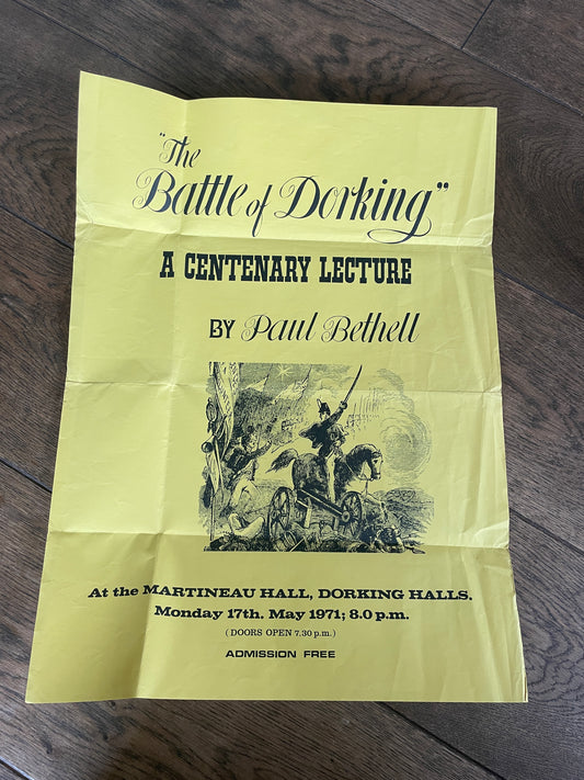 Battle of Dorking Lecture Poster. Dorking Halls. 1971