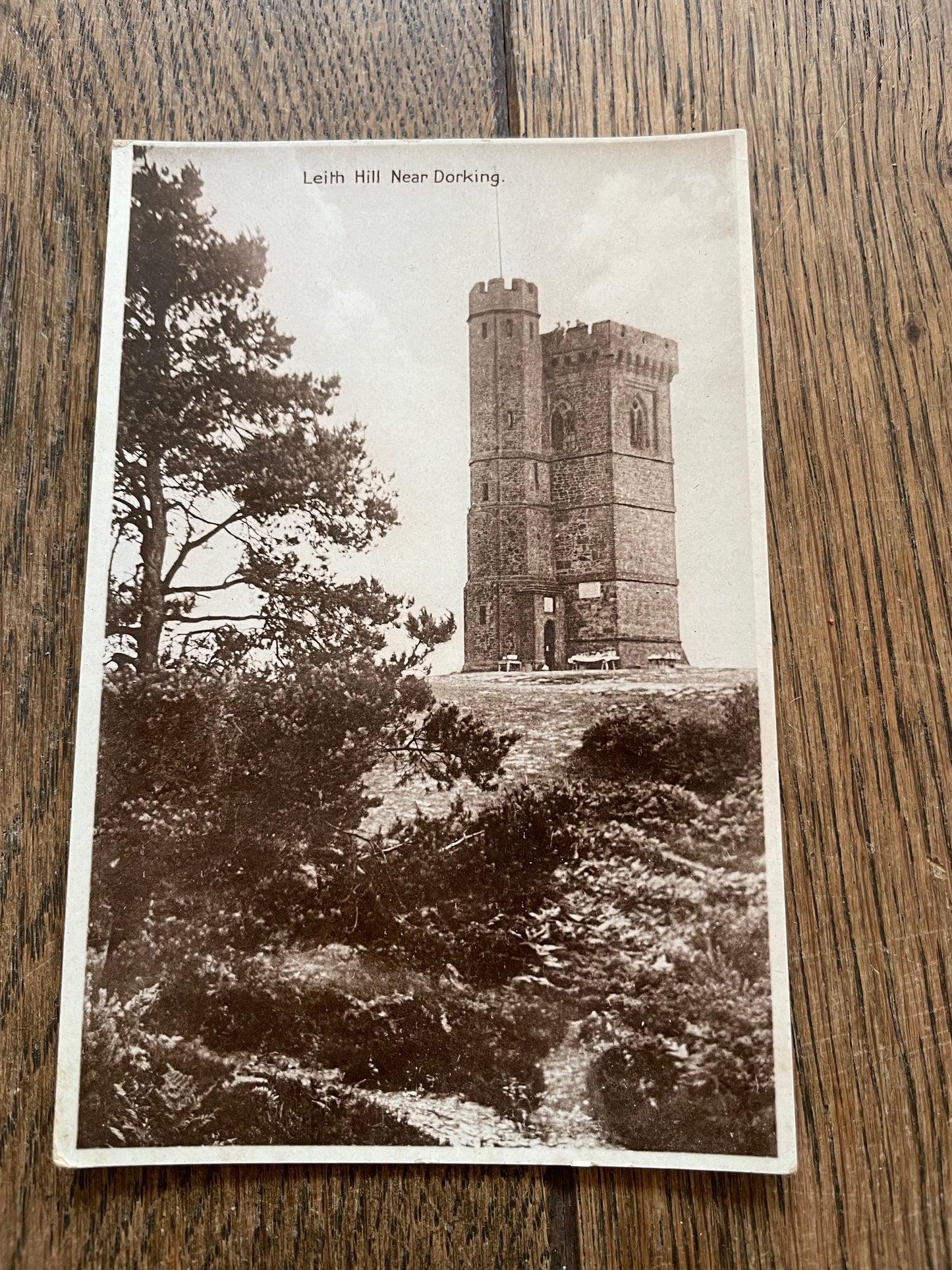 Vintage Black and White Postcard of Leith Hill Tower, Near Dorking