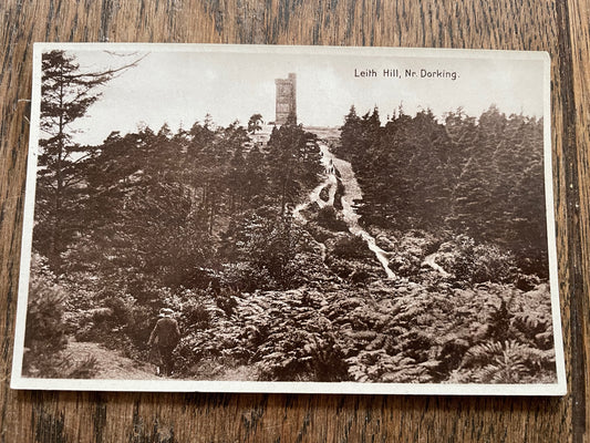 Vintage Black and White Postcard of Leith Hill near Dorking