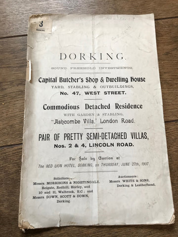 Various Properties in Dorking, Surrey 1907 Sales Particulars