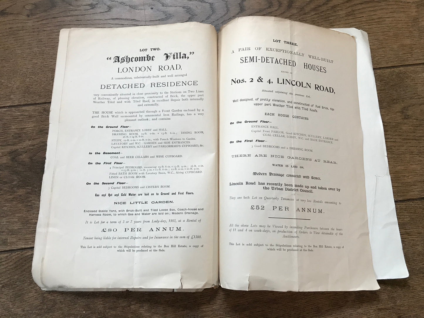 Various Properties in Dorking, Surrey 1907 Sales Particulars