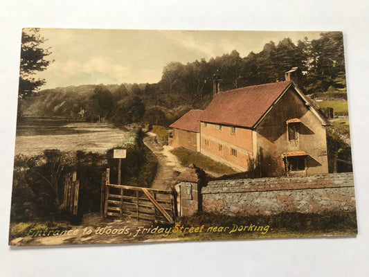 Vintage Postcard of Entrance to Woods, Friday Street - Surrey
