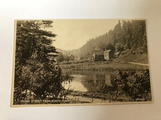 Vintage Black & White Postcard of Friday Street from North - Surrey