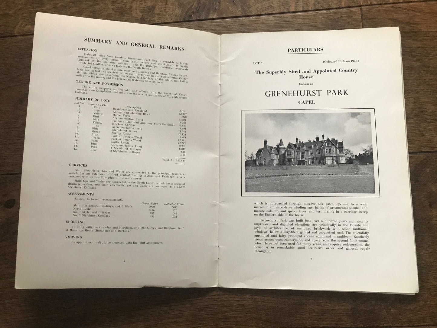 Grenehurst Park, Capel, Surrey 1964 Sales Particulars