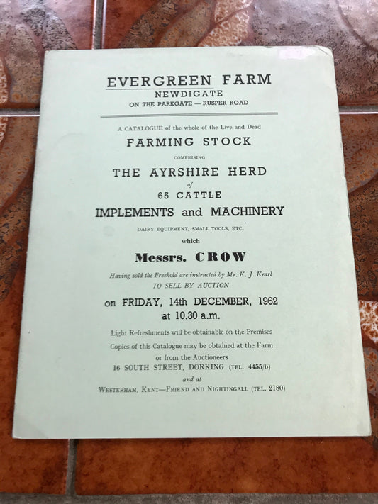 Evergreen Farm, Newdigate Farm Sale - 1962
