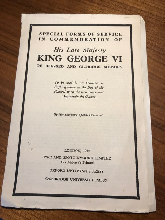 Special Forms of Service to Commemorate the Death of George 6th