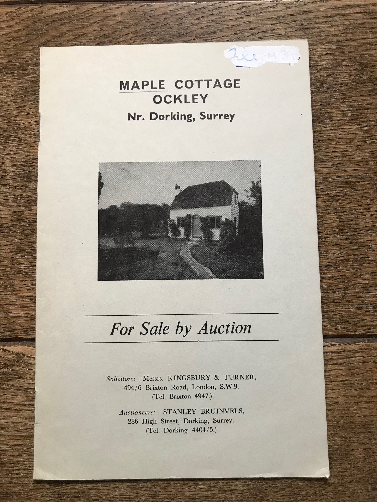 Maple Cottage, Ockley.  1965 Sales Particulars