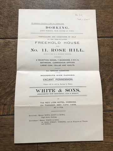 No. 11 Rose Hill, Dorking 1935 Sales Particulars