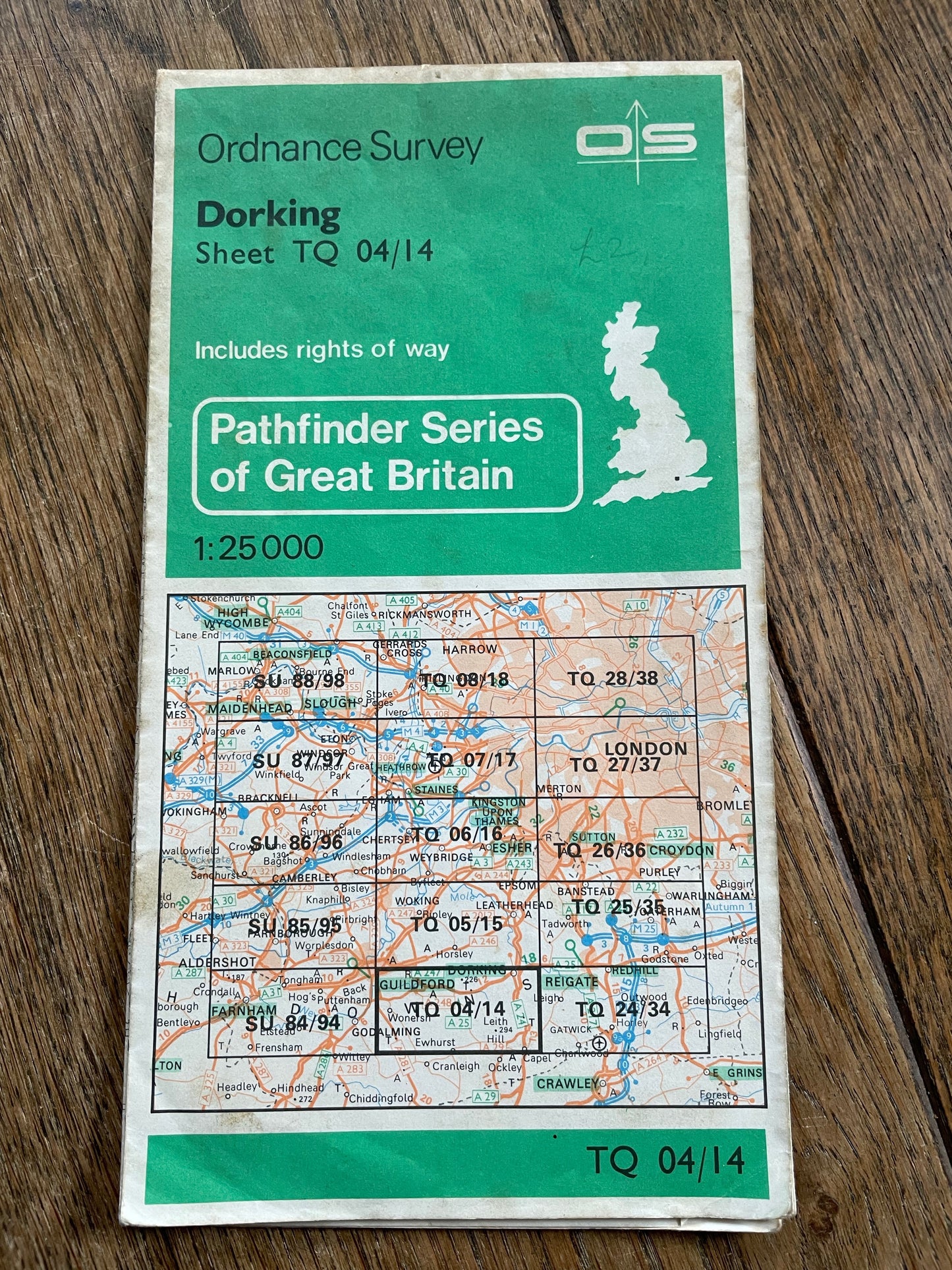 Ordnance Survey Map of Dorking