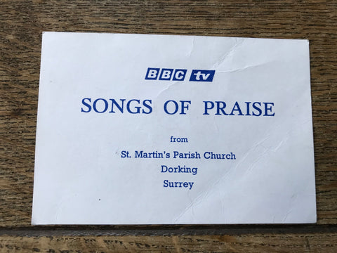 'Songs of Praise' Ticket and Timetable