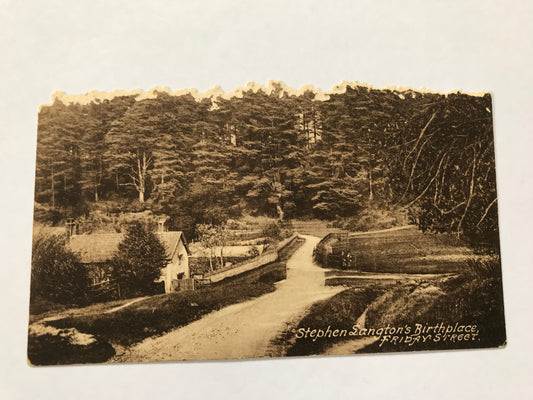 Vintage Black & White Frith's Postcard of Stephen Langton Birthplace (Damaged)